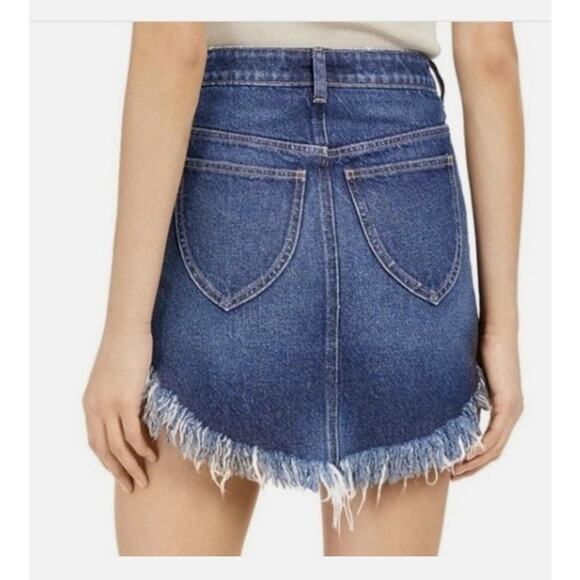 We The Free Womens Size 26 Bailey Fringe Western Blue Denim Jean Mini Skirt - Picture 3 of 10